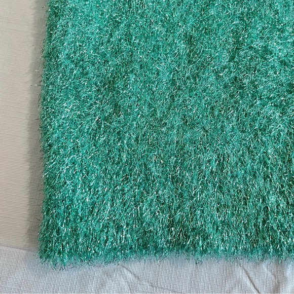 Sies Marjan Luxury Tinsel Sweater Metallic Fuzzy Sea Foam Crew Neck - Picture 5 of 16